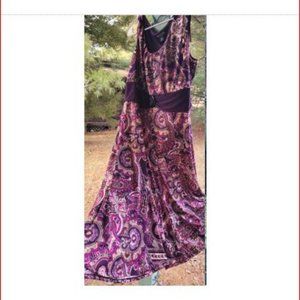 Perceptions NY Purple and Tan Paisley Dress with Bolero Jacket